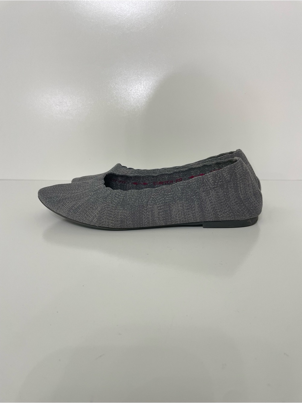 Skechers Gray Knit Ballet Flats Pointed-Toe Womens 9 Cottagecore Fairy Office